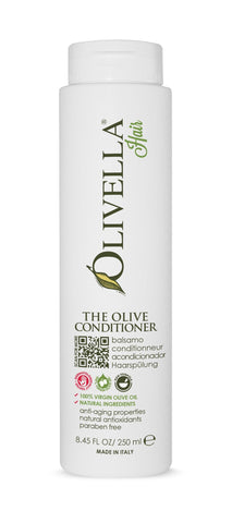 Olivella hair conditioner bottle on a white background