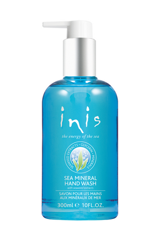 inis Blue bottle of inis sea mineral hand wash on a white background