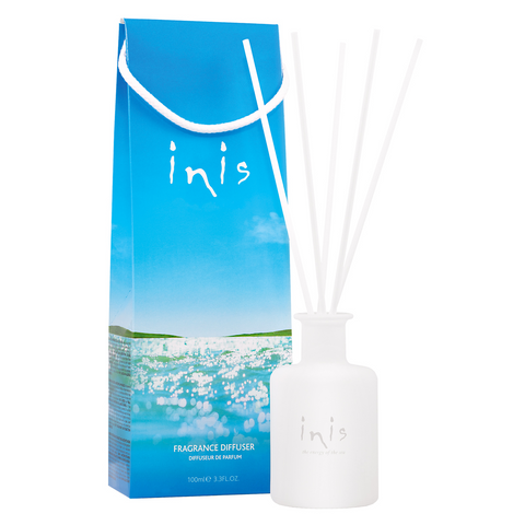 Inis fragrance diffuser with packaging on a white background